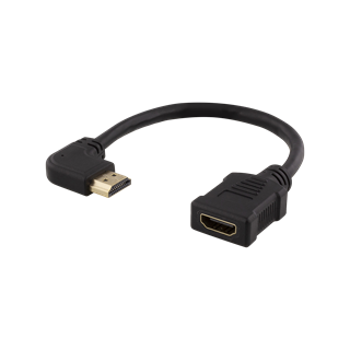 Flexible HDMI adapter, 0,2m, right-angled, HDMI M/F, UHD DELTACO black / HDMI-21D