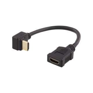 Flexible HDMI adapter, 0,2m, right-down, HDMI M/F, UHD DELTACO / HDMI-21E