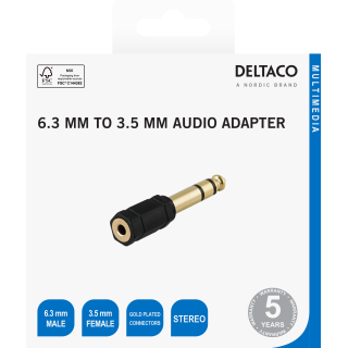 Headphone adapter DELTACO 3.5mm female - 6.3mm male, black / AD-1-K / R00180001