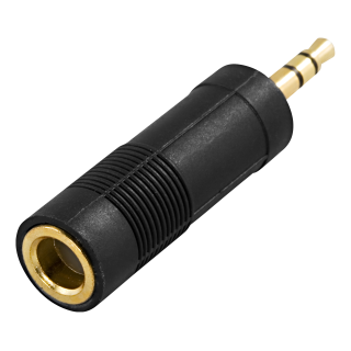 Headphone adapter DELTACO 6.3mm female - 3.5mm male, black / AD-2-K / R00180002