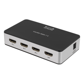 DELTACO PRIME Premium 3-port HDMI Switch with IR remote control, Ultra HD (3840x2160) in 60Hz, HDCP 2.2, CEC, black  HDMI-7026