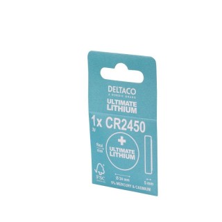 Batteries DELTACO Ultimate Lithium, 3V, CR2450 button cell, 1-pc / ULT-CR2450-1P