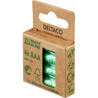 Ultimate Alkaline AAA battery DELTACO Nordic Swan Ecolabelled, 4-pack / ULT-LR03-4P