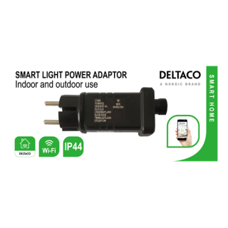 DELTACO SMART HOME WiFi power adapter for light chains, indoor/outdoor IP-44, black  SH-AD01