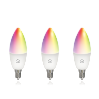 Smart bulb DELTACO SMART HOME LED, 3-pack, E14, WiFI 2.4GHz, 5W, 470lm, dimmable, 2700K-6500K, 220-240V, RGB / SH-LE14RGB-3P