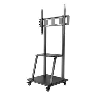 Screen cart with shelve DELTACO OFFICE height adjustable, 1698-1848 mm, Heavy-Duty, 37-100”, black / ARM-0453