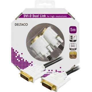 DELTACO DVI monitor cable dual link, DVI-D ha - ha, 5m / DVI-600C-K