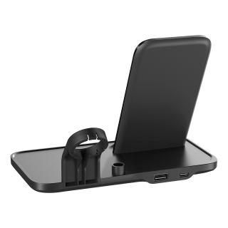 2-in-1 wireless charger DELTACO 10 W, 5 W, USB-A out 5 W, black / QI-1036