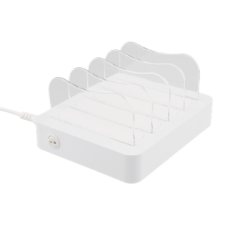 DELTACO USB charging station, 4x USB-A ports, 5V DC, 6.8A, 34W, 1.5m cable, white / USB-AC155
