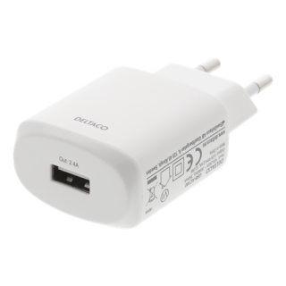 DELTACO USB wall charger, 10 pcs, 2.4 A, 100 V / 240 V, white USB-AC180 