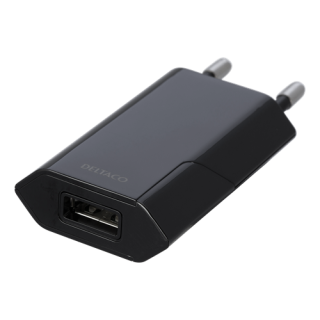 DELTACO USB wall charger, 1x USB-A, 1 A, 5 W, black USB-AC172