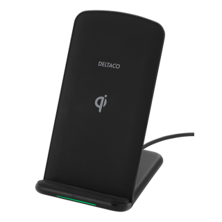 DELTACO wireless quick charger with angled stand, Qi-certified, 10W QI-1033