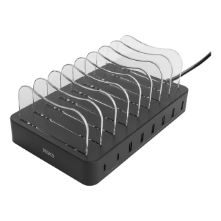 USB-charging station DELTACO for 8-devices, 6x USB-A, 2x USB-C PD, fast charge, 75 W, black / DPS-0201