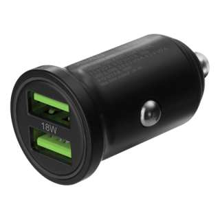 DELTACO 12/24 V USB car charger with dual USB-A ports, 36 W, black  / USB-CAR128