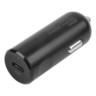 USB-C car charger DELTACO 1x USB-C PD 20 W, 12/24 V, 1 m Lightning cable, black / USBC-CAR124