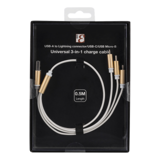 Cable EPZI USB-C, lightining, micro USB, 0.5m, white / USB-MULTI05