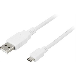 DELTACO USB 2.0 type A for Micro-B USB, 5-pin, 1m, white / USB-301W