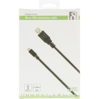 Mob. telefono kabelis DELTACO USB 2.0 "A-micro B", 1.0m, juodas / MICRO-101