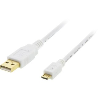 Phone cable DELTACO USB 2.0 "A-micro B", 2.0m, white / MICRO-102