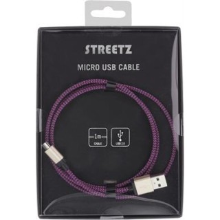 Phone cable STREETZ USB 2.0 "A-micro B", 1.0m, violet  / MICRO-118
