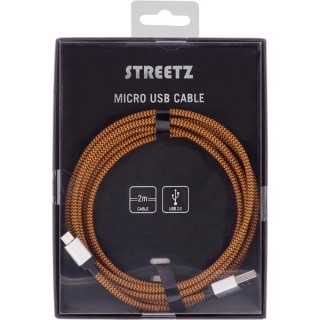 Phone cable STREETZ USB 2.0 "A-micro B", 2.0m, orange / MICRO-119