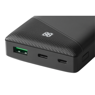 DELTACO Powerbank 10000 mAh, 3 A / 18 W, 37 Wh, 1x USB-A fast charge, 1x USB-C PD, black/ PB-C1000