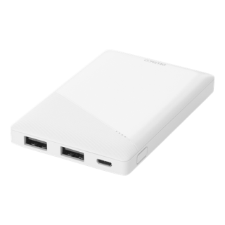 Powerbank DELTACO 5000 mAh, 2.1 A / 10.5 W, 18.5 Wh, 2x USB-A, white / PB-A1000
