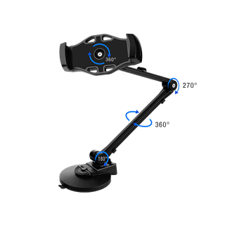 Smartphone and Tablet holder, 4"-12,2", 360 degree rotation, suction cup DELTACOIMP black / ARM-250