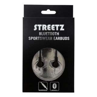 Наушники STREETZ, Bluetooth, спортивные, с микрофоном, черные / HL-570