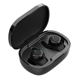Earphones STREETZ Wireless stay-in-ear headphones with charging case, sweat resistant, BT 5, TWS, black / TWS-112
