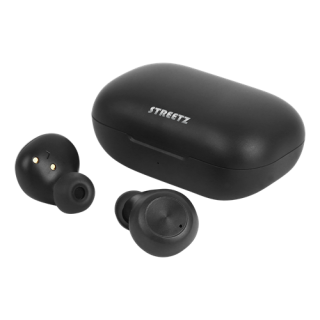 Earphones STREETZ Wireless with charging case, BT 5, TWS, black / TWS-110
