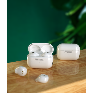 Mini Wireless Earbuds STREETZ with charging case, True Wireless Stereo, white / TWS-114