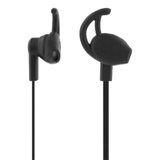 STREETZ stay-in-ear headset, 1-button remote, 3.5mm, microphone, black / HL-W100