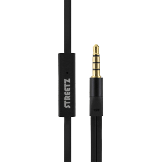 STREETZ stay-in-ear headset, 1-button remote, 3.5mm, microphone, black / HL-W100