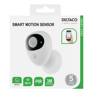 DELTACO SMART HOME Motion sensor, PIR, WiFi 2.4 GHz, white / black SH-WS01