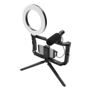 GADGETMONSTER Vlogging Kit, complete vlog kit with LED ring lighting tripod and microphone / GDM-1022