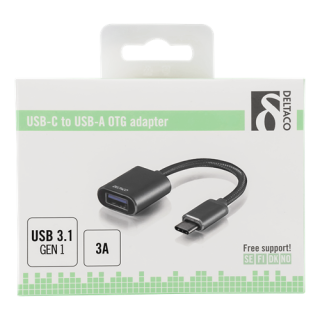 Adapter Deltaco USB-C, UAB-A, 11cm, gray / USBC-1277