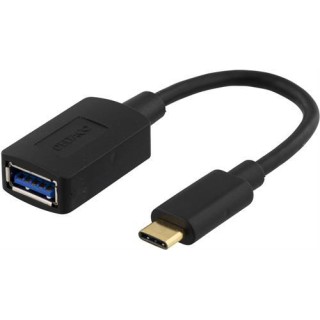 DELTACO USB 3.1 adapter, Gen 1 , Type C male - Type A female, 15cm, black  / USBC-1204