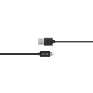 Lightning cable DELTACO 2m, Apple C189 chipset, MFi, FSC-labeled packaging, black / IPLH-412