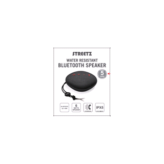 STREETZ water resistant Bluetooth speaker, IPX5, TWS, Bluetooth 4.2, 1x6W, black / CM750