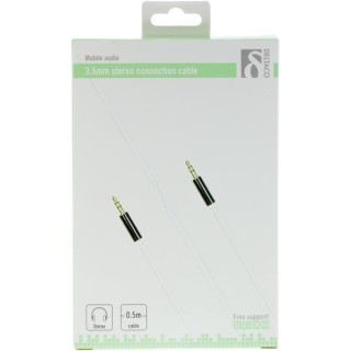 Phone cable DELTACO audio, 3pin, 3.5mm-3.5mm, 0.5m, white flexible / AUD-102