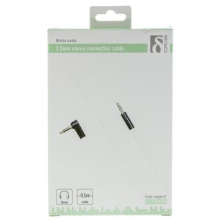 Phone cable DELTACO audio, 3pin, 3.5mm-3.5mm angled, 0.5m, white flexible / AUD-122