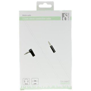Phone cable DELTACO audio, 3pin, 3.5mm-3.5mm angled, 1.0m, white flexible / AUD-123
