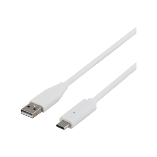 Cable  DELTACO USB 2.0, Type C-Type A have, 2m, white / USBC-1011