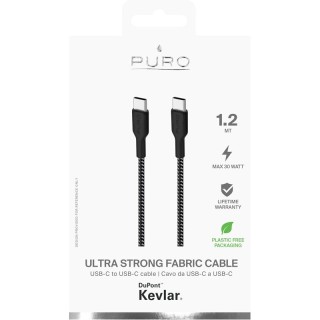 Fabric ultra strong cable PURO USBC, 1.2m, black / CUSBCUSBCFABK3BLK