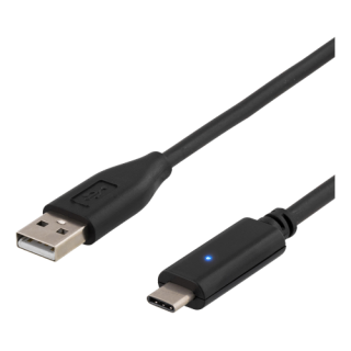 Mob. telefono kabelis DELTACO USB 2.0 "C-A", 2.m, juodas / USBC-1006-K