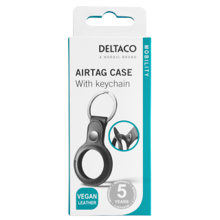 Apple AirTag case DELTACO keychain, vegan leather, black / MCASE-TAG10