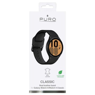 Leather band PURO Classic for Galay Watch4/Watch 4 classic, black / GW4CLASSICBLK