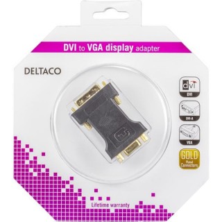 Adapter DELTACO DVI-A-M - VGA-F, black / DVI-4-K