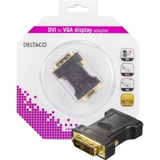 Adapter DELTACO DVI-A-M - VGA-F, black / DVI-4-K